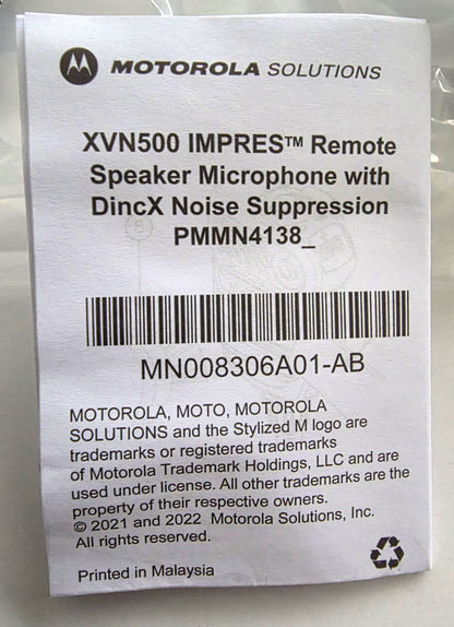 NEW MOTOROLA  APX NEXT XN XVN500 PMMN4138A REMOTE SPEAKER MIC NOISE SUPPRESSION